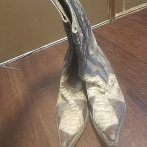 Stetson Distressed Leather Boots with Python